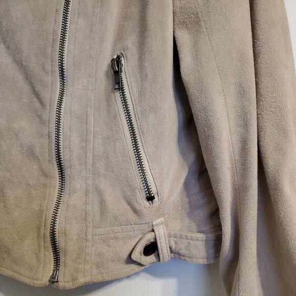 Cupcakes And Cashmere Beige Faux Suede Motorcycle Jacket Coat Size Small - Picture 3 of 7